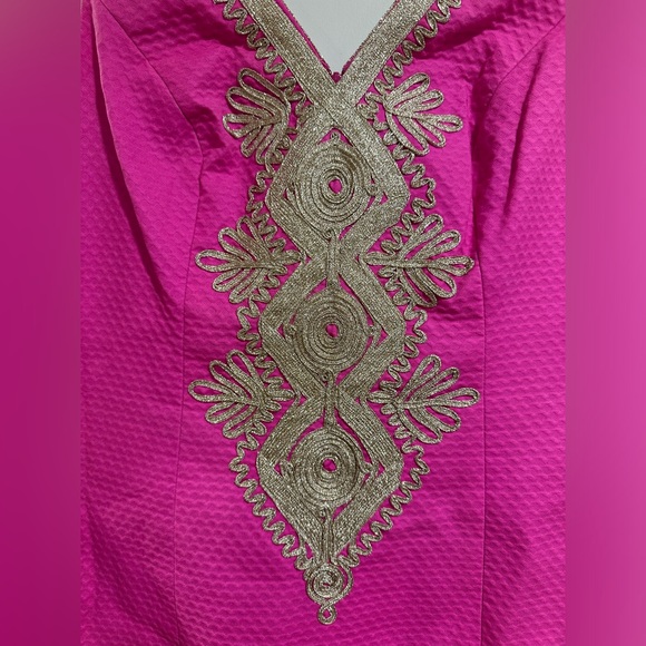 Lilly Pulitzer, hot pink dress with gold details - Picture 3 of 5